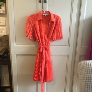 Alexis For Target Orange Floral Wrap Pleated Mini Dress Size M NWOT